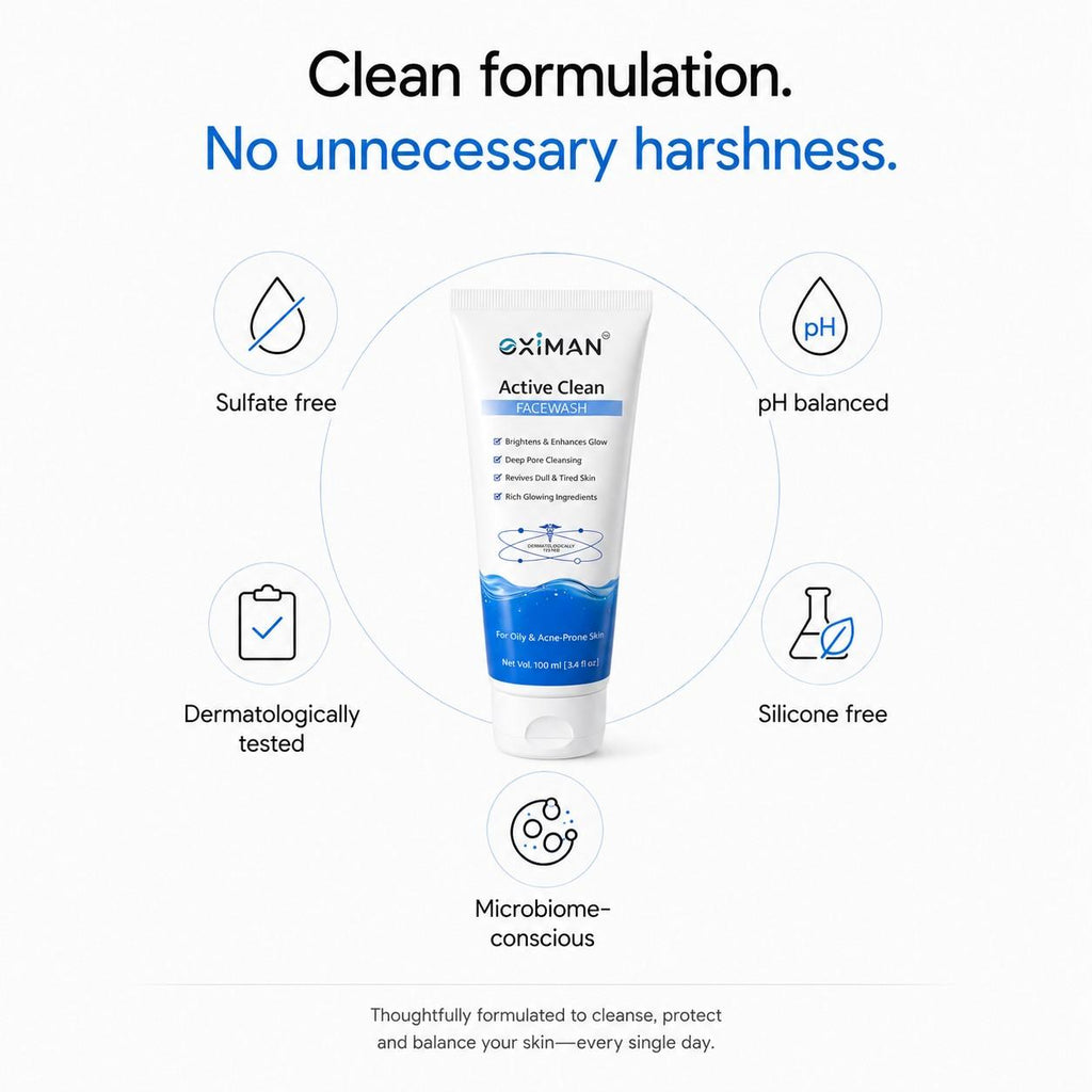 Active Clean Face Wash (100ml) | For Normal, Oily or Combination Skin