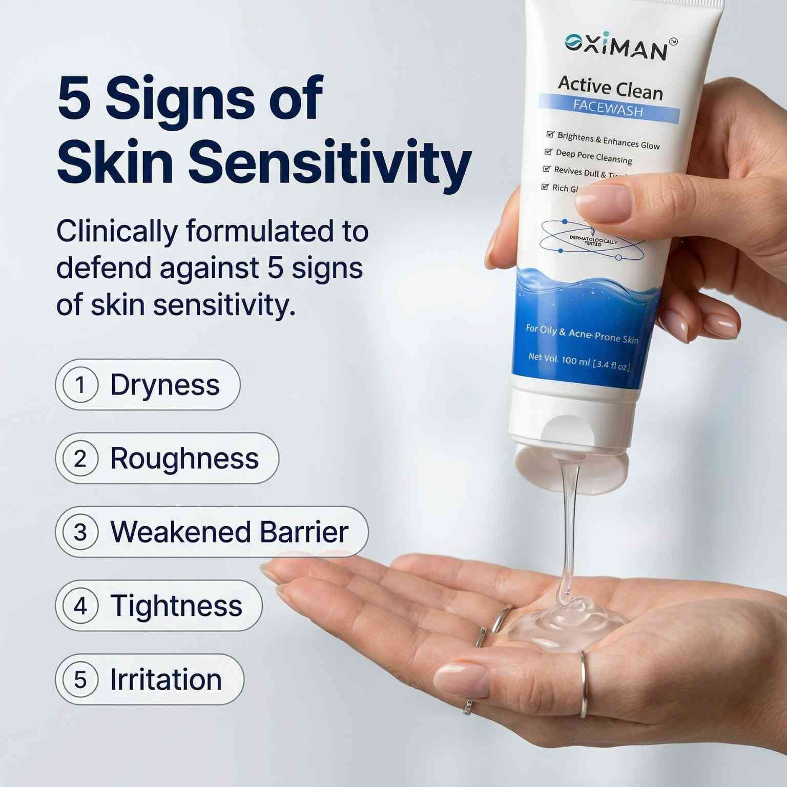 Oximan Niacinamide + Salicylic Acid Face Wash for Men - Fights Acne Pimple, Oil Control