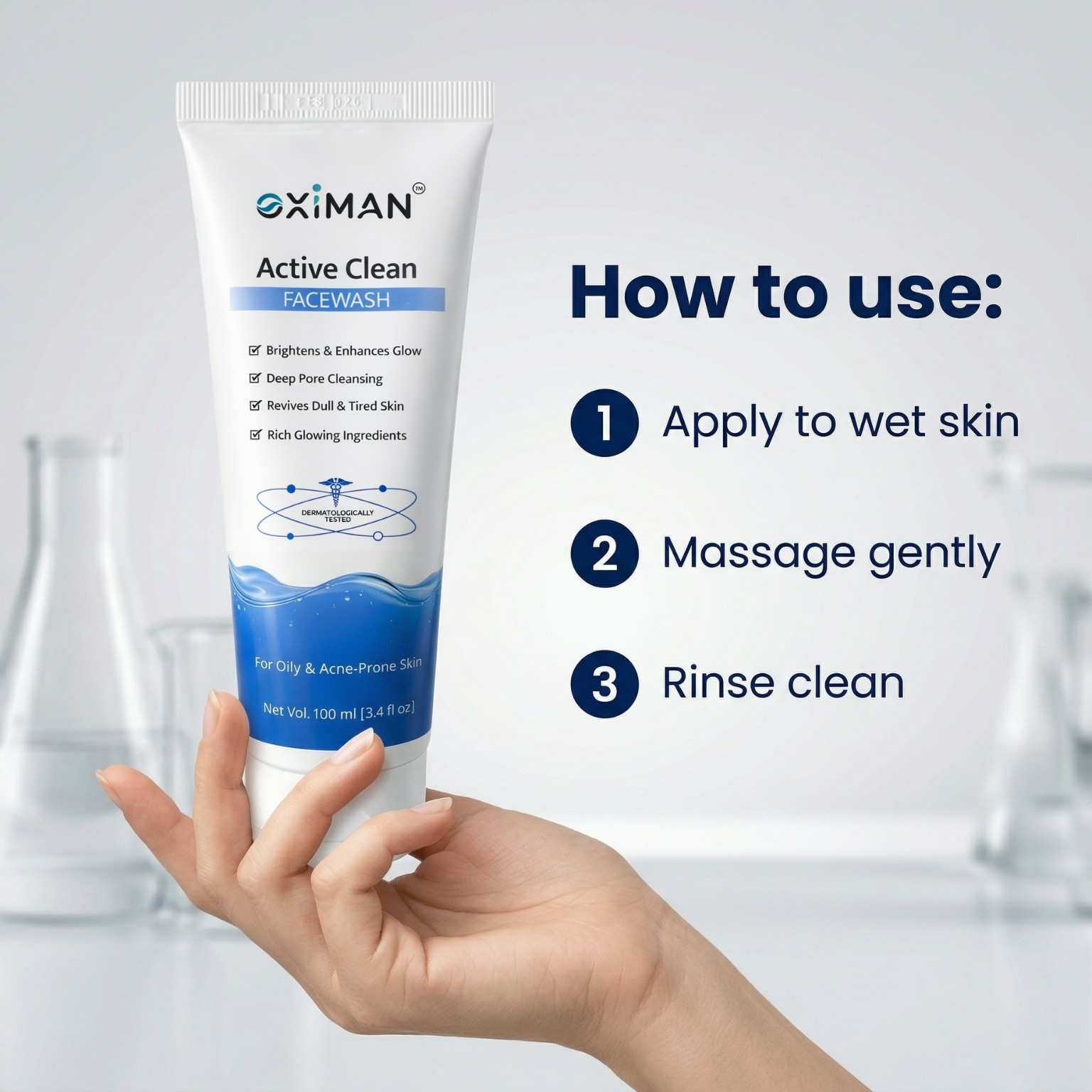 Oximan Niacinamide + Salicylic Acid Face Wash for Men - Fights Acne Pimple, Oil Control