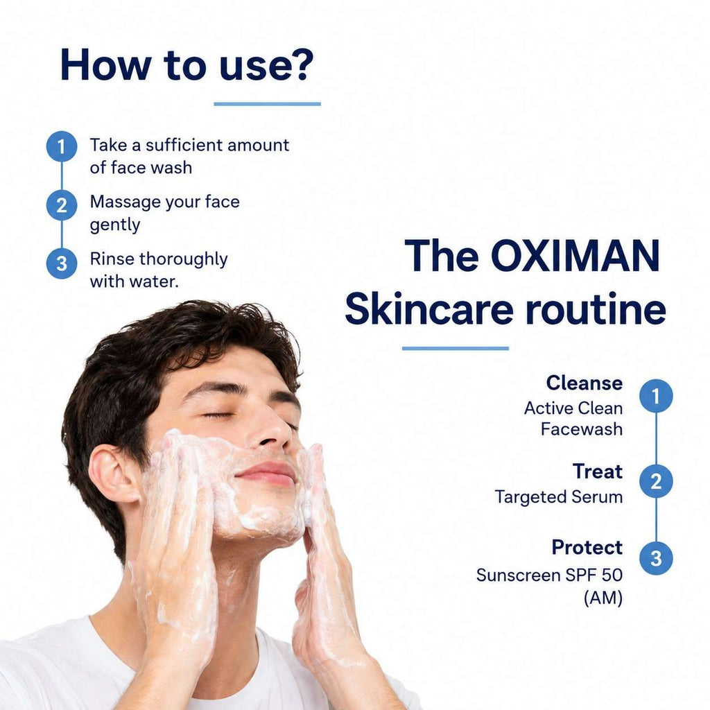 Active Clean Face Wash (100ml) | For Normal, Oily or Combination Skin