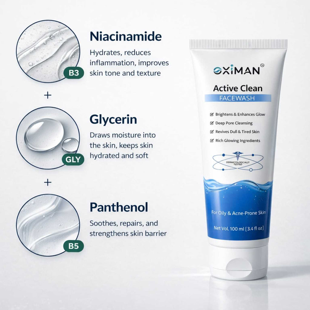 Oximan Niacinamide + Salicylic Acid Face Wash for Men - Fights Acne Pimple, Oil Control